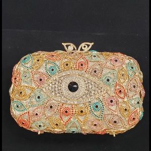 Multi Crystal clutch with handle